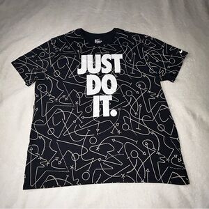 NIKE Dri-Fit JUST DO IT All Over Print Shirt size 3X Black Football Pattern 90's